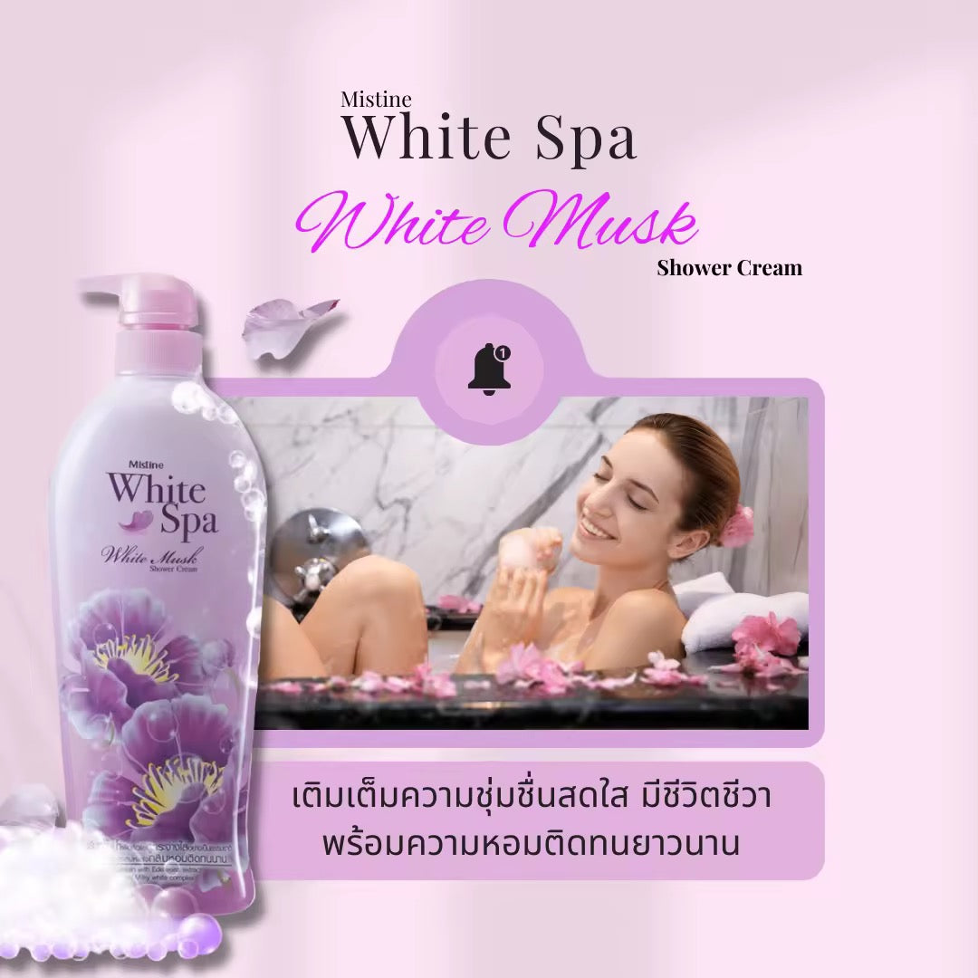 Mistine White Spa White Musk Shower Cream.It comes in a 500 ml