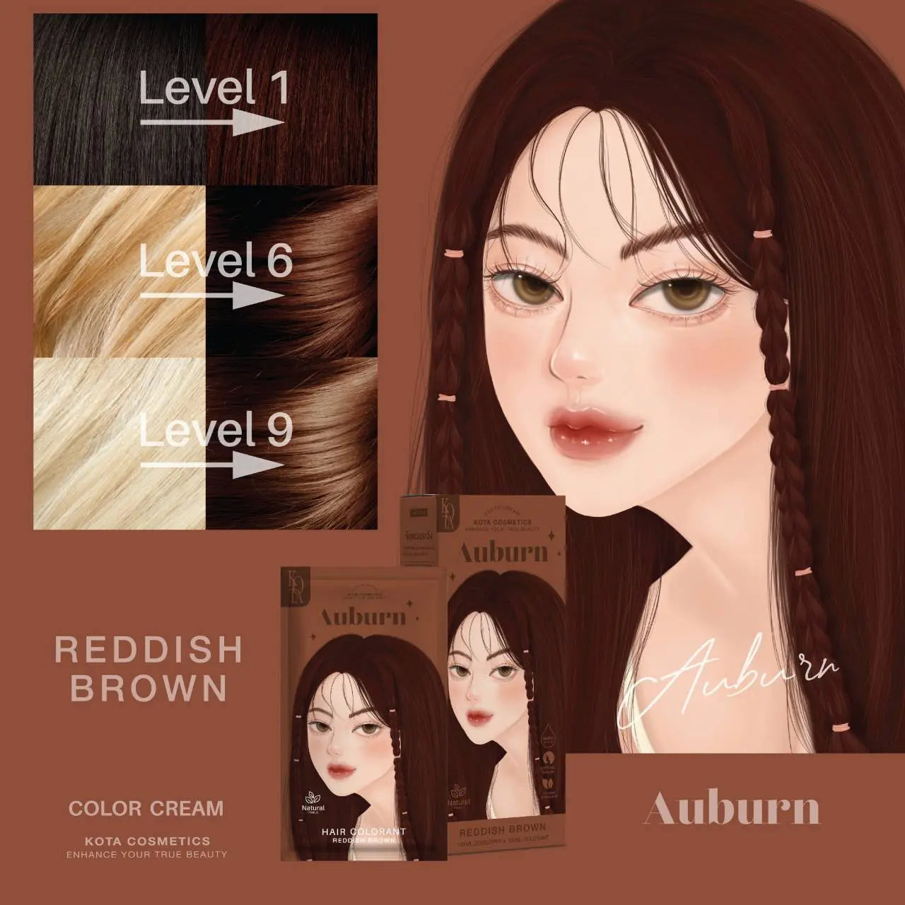 Kota Cosmetics Hair Color Cream (Reddish Brown)