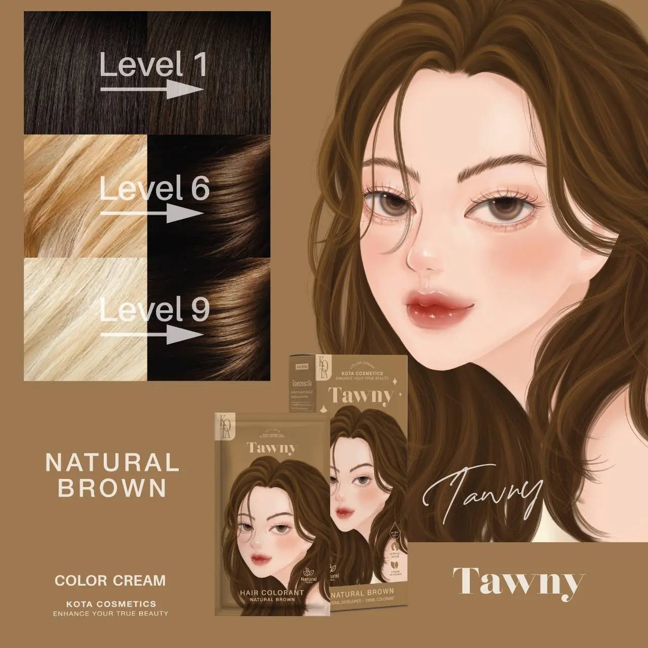 Kota Cosmetics hair color cream (Tawny Natural Brown)